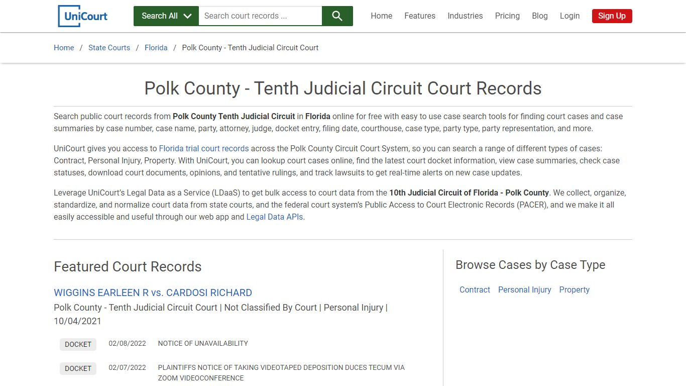 Tenth Circuit Court - Polk County Records | Florida | UniCourt